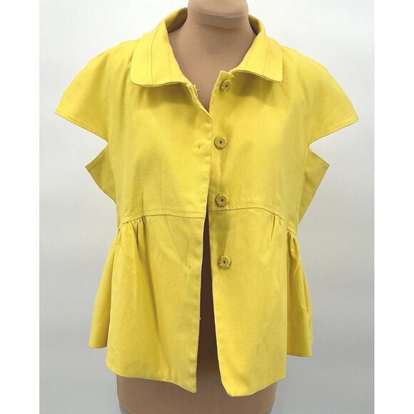 Piazza Sempione Yellow Peplum Jacket Cutout Sleeves - Picture 1 of 13